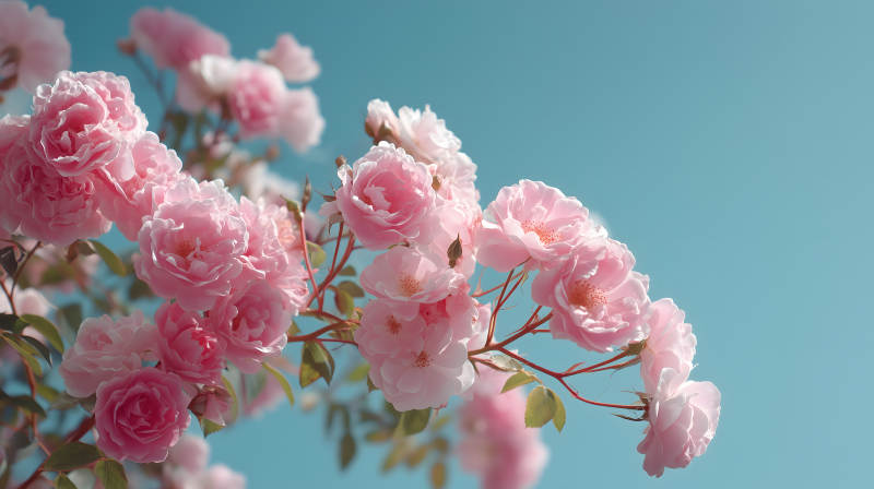 粉嫩玫瑰花朵绽放图片