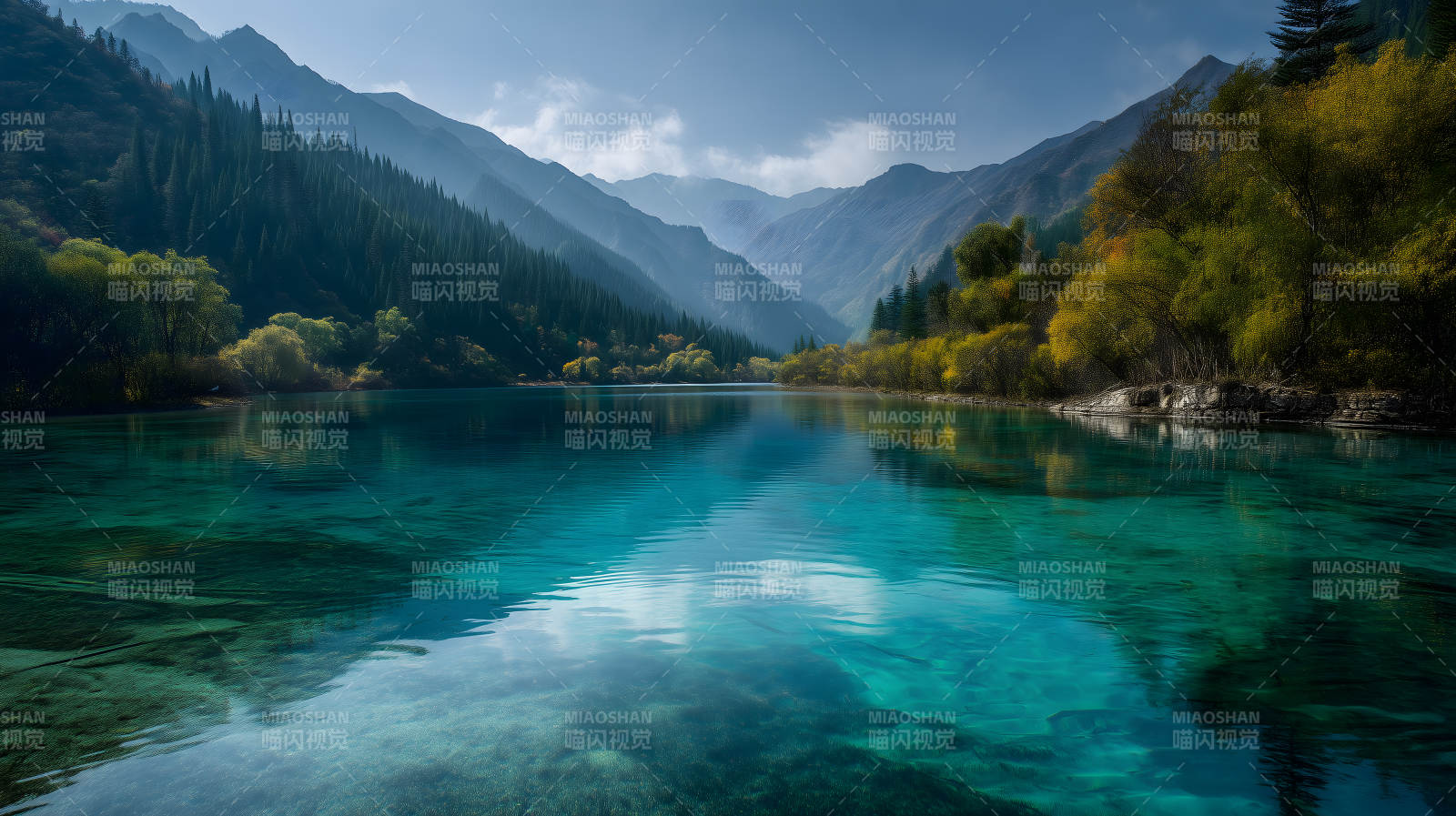 宁静祥和的翠绿山谷图片