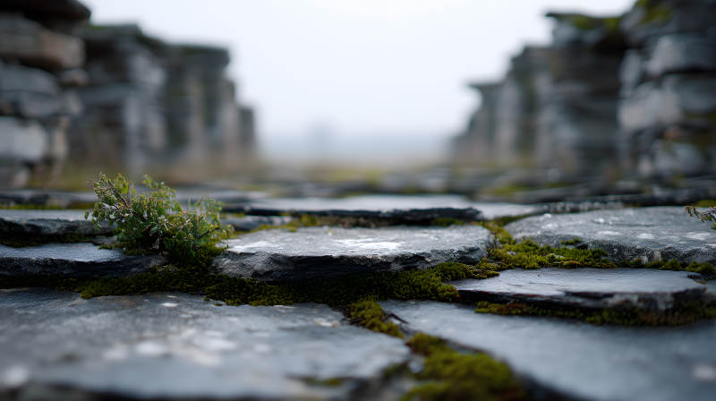 青苔石路古老遗迹图片