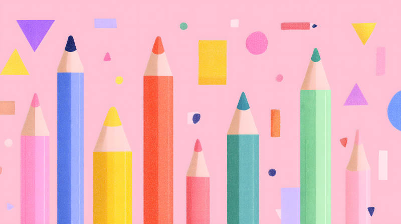 彩色铅笔与几何图形图片