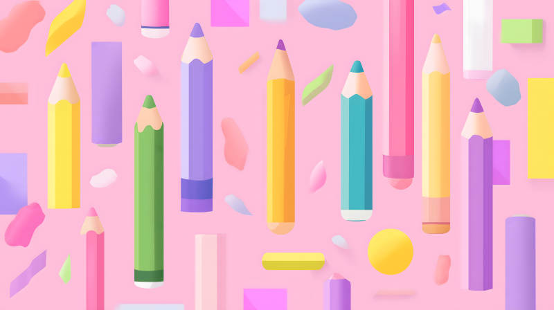 彩色铅笔和文具的背景图片