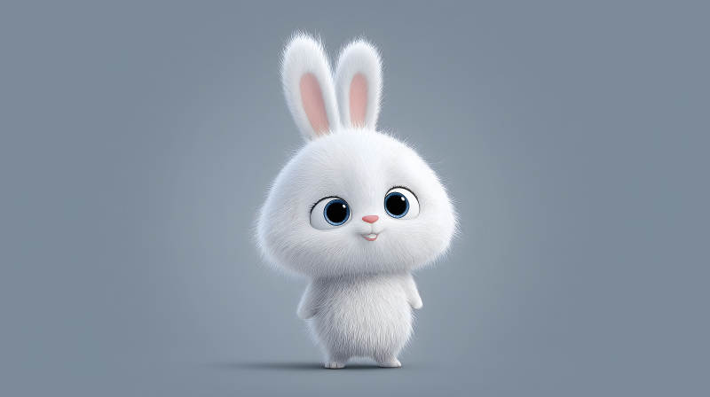 毛茸茸的可爱小白兔图片