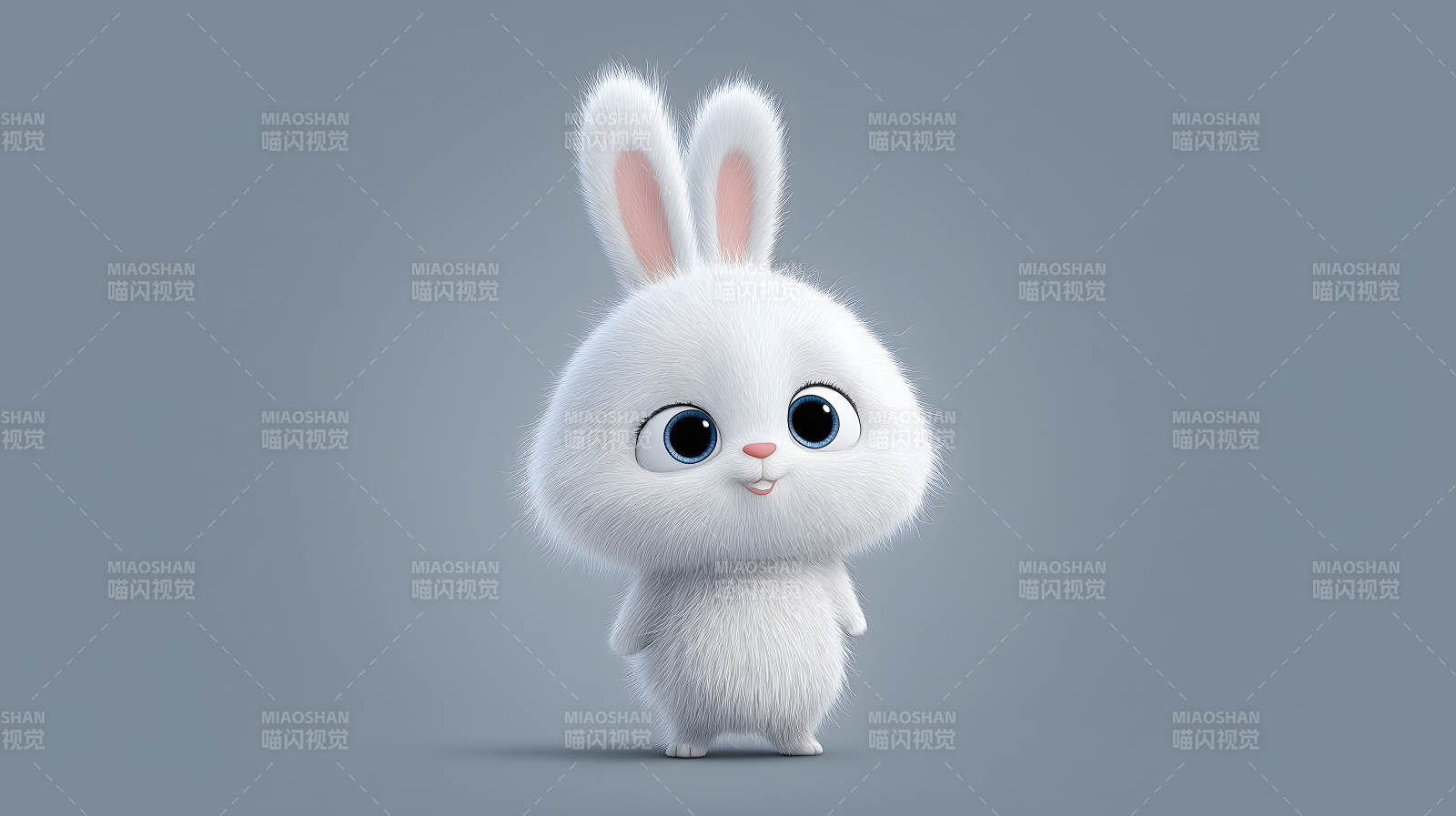 毛茸茸的可爱小白兔图片