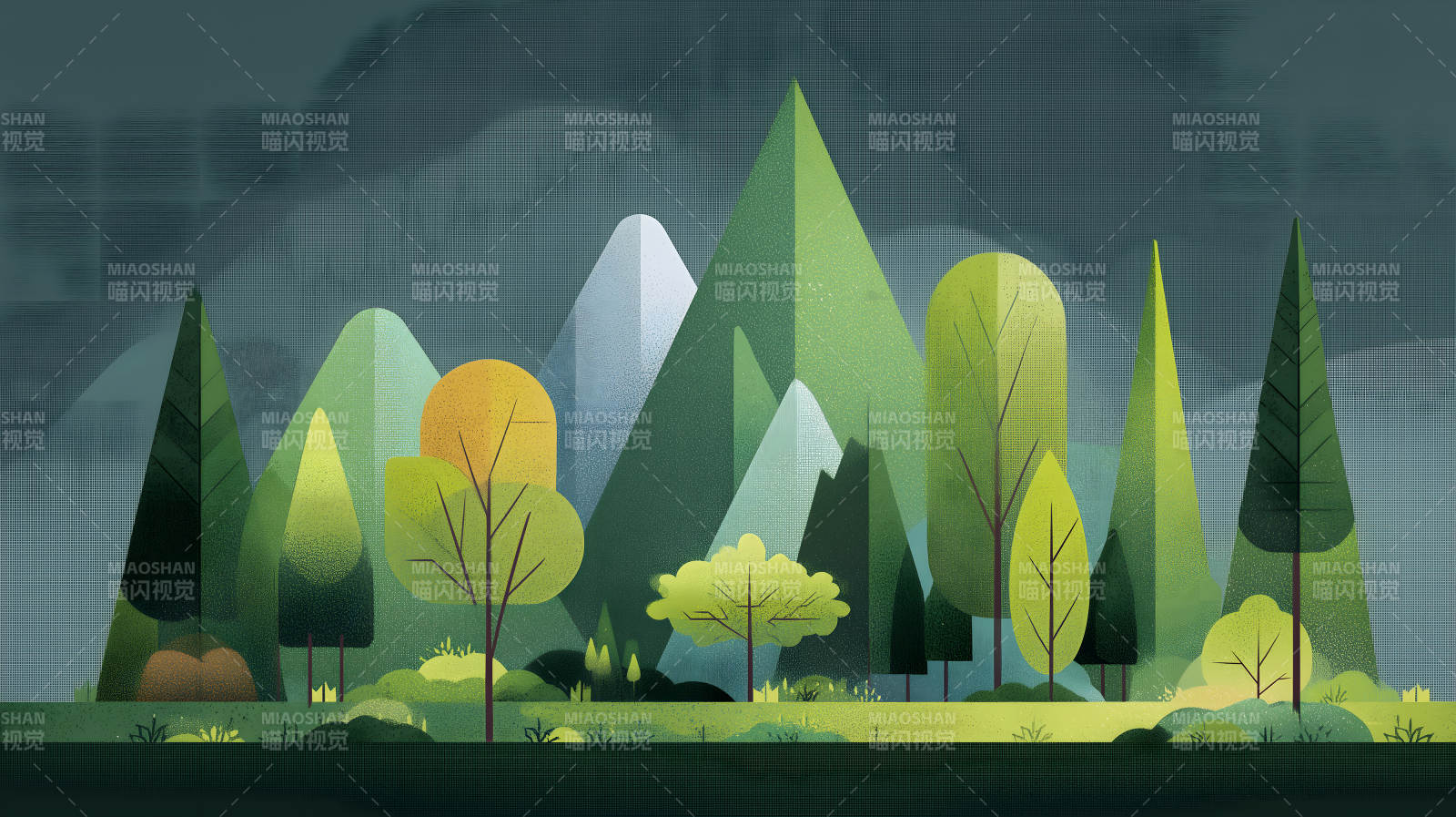 雨后山林的清新景色图片