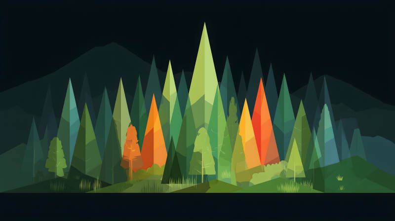 极简风格的森林山峦图图片