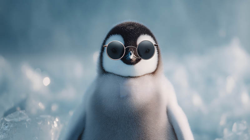 戴墨镜的可爱小企鹅图片
