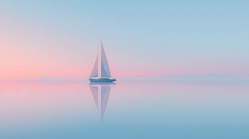 平静海面上的一叶孤帆图片