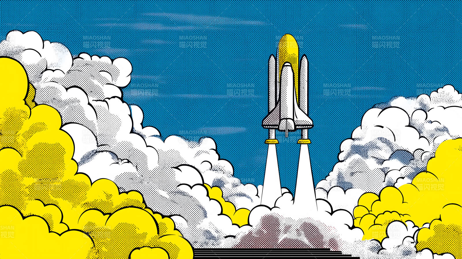 火箭升空，冲破云霄图片