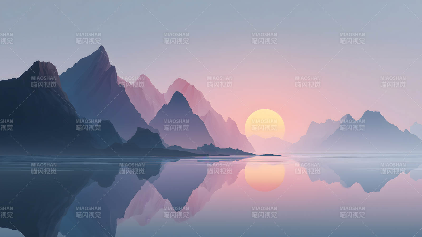 宁静祥和的日落山景图片