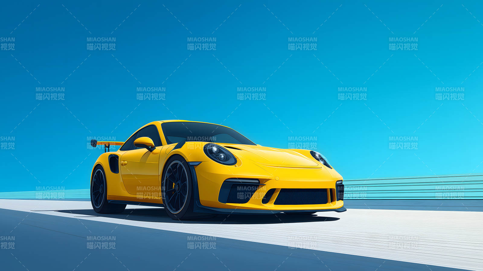 黄色跑车疾驰在赛道上图片
