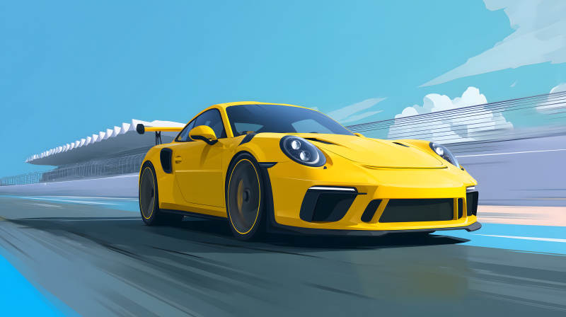 疾速黄色的保时捷赛车图片