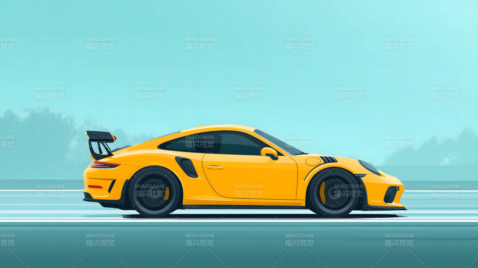 疾驰的黄色保时捷911 GT3图片