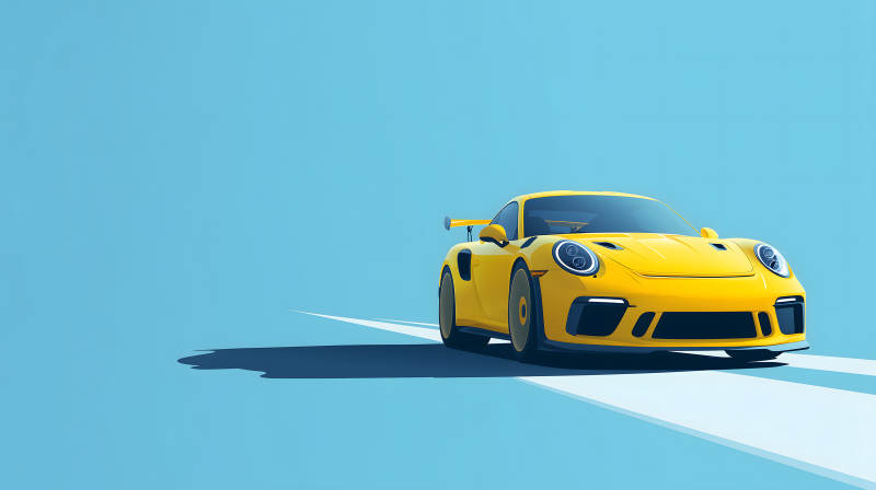 疾驰的黄色跑车图片