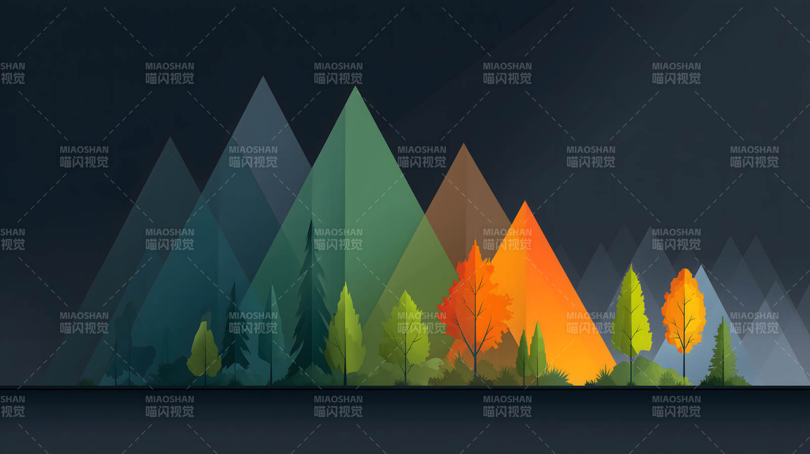 秋日山峦静谧景色图片