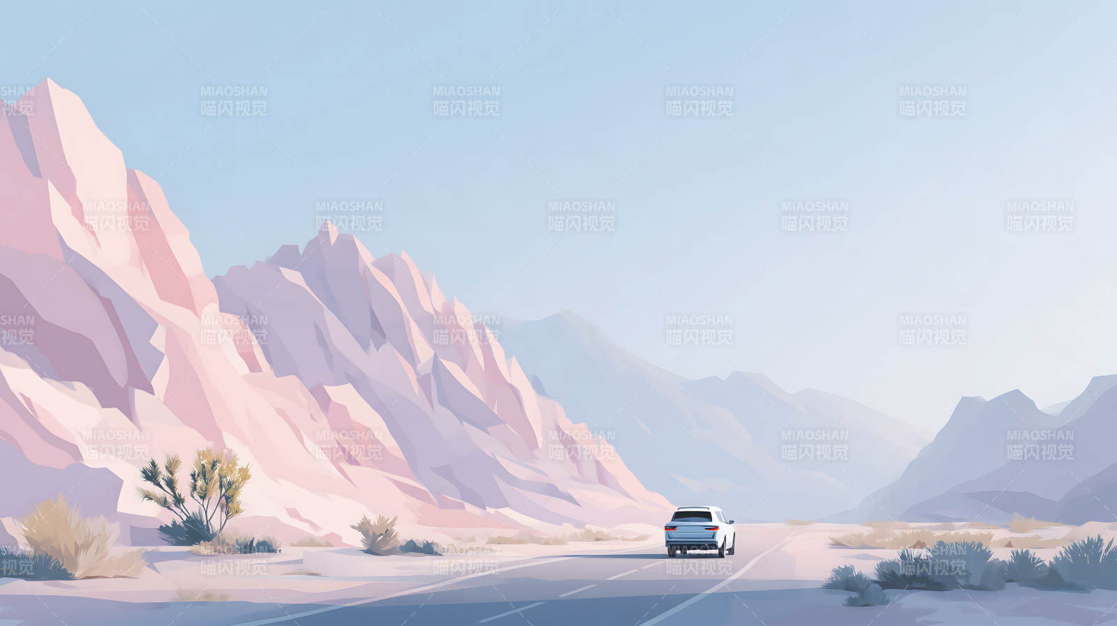 荒漠公路上的旅程图片