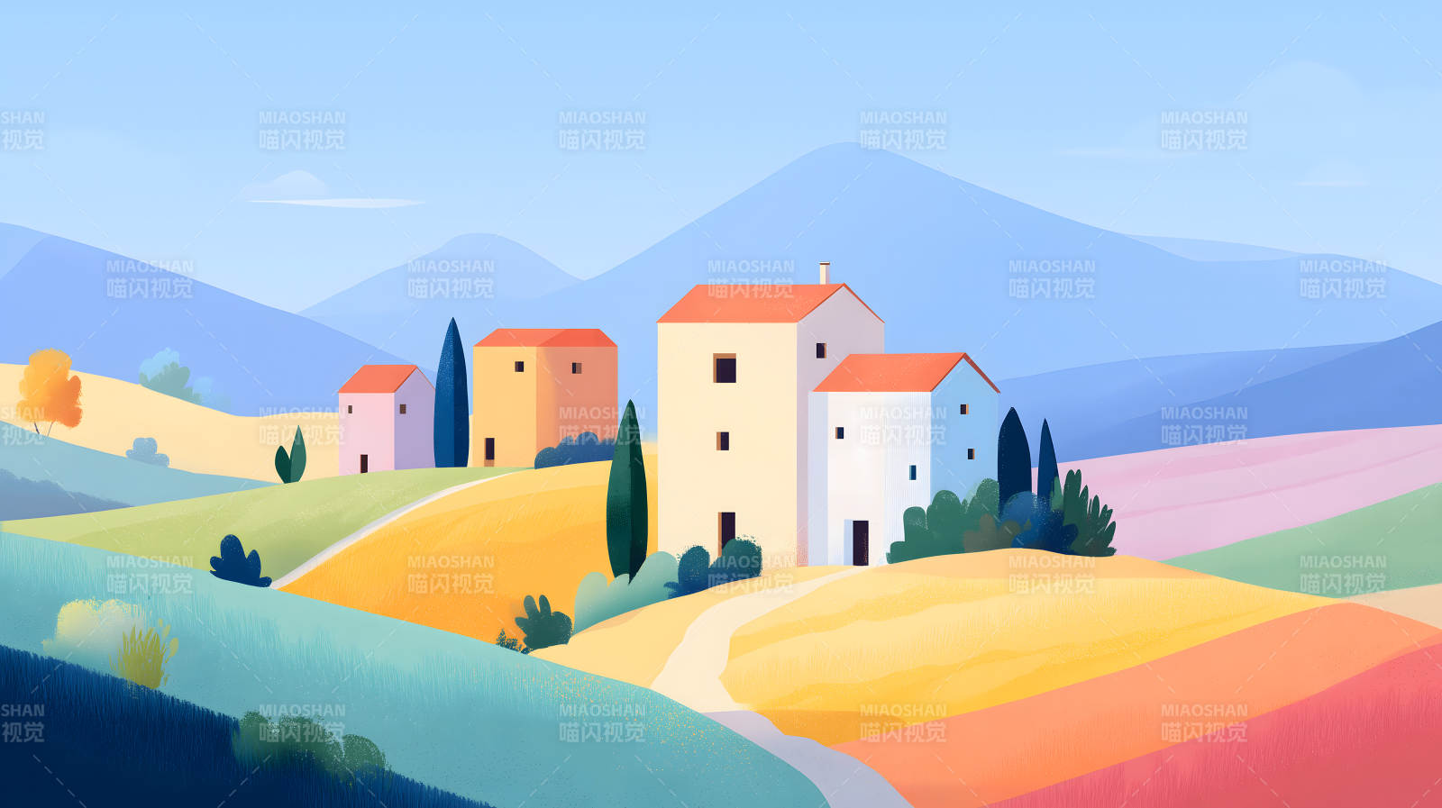 宁静祥和的乡村田园风光图片