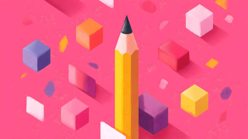 彩色方块与黄色铅笔图片