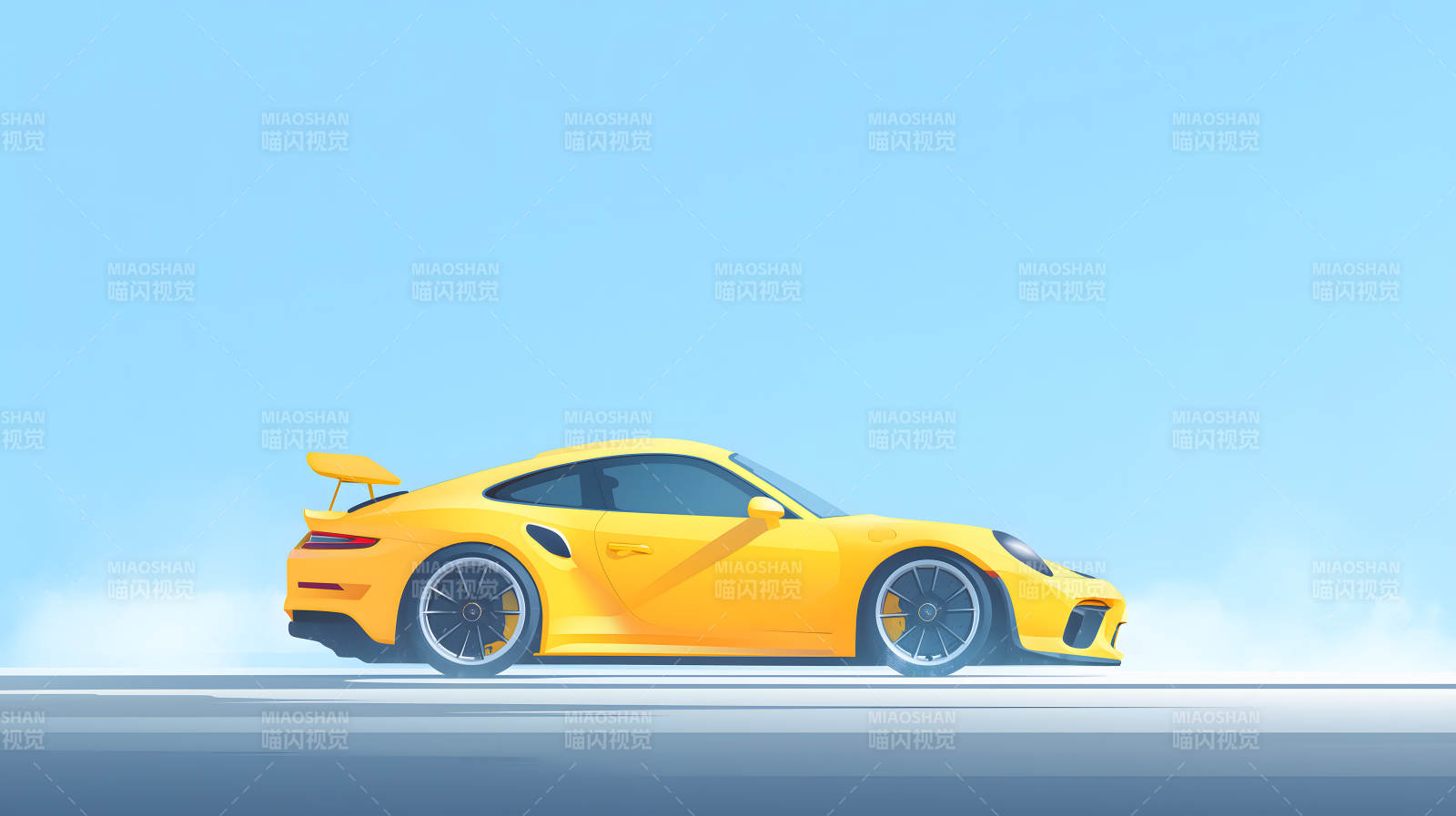 疾驰的黄色跑车图片