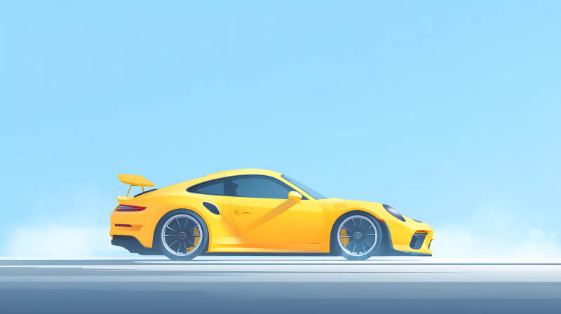 疾驰的黄色跑车图片