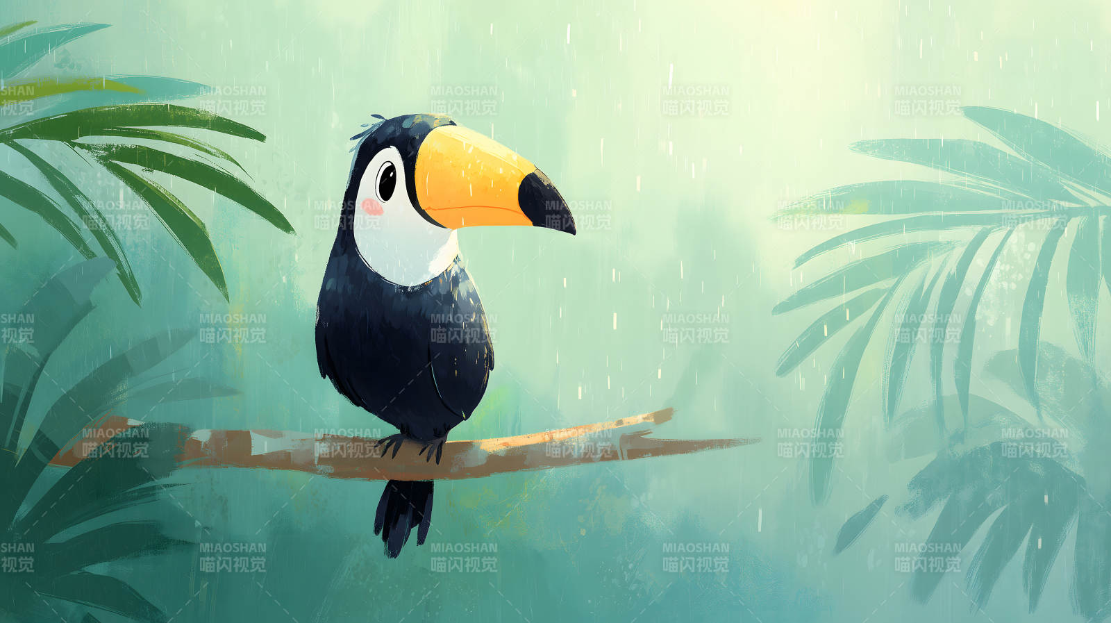 雨中栖息的翠鸟图片