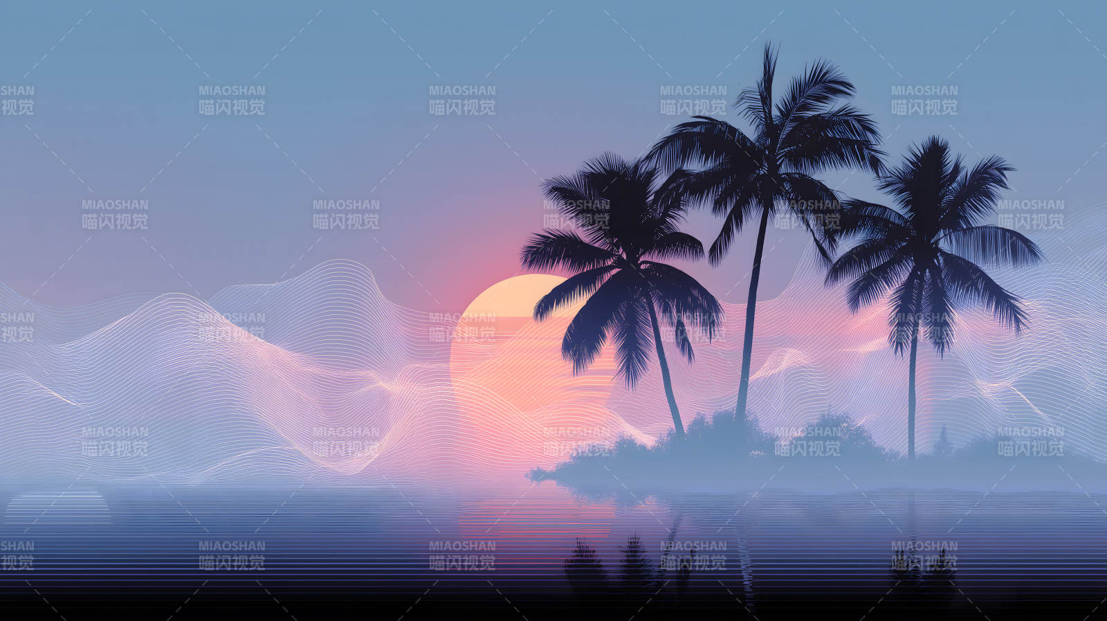 梦幻般的热带海岛日落图片