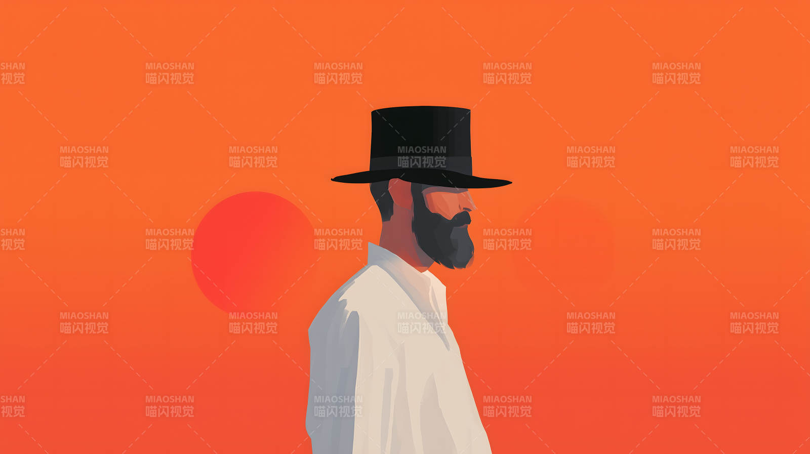 落日下的绅士画像图片