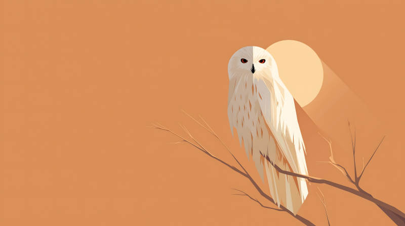 极地雪鸮日落栖息图图片