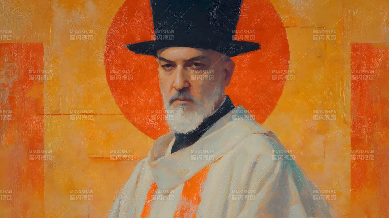 身着白衣的男子肖像图片