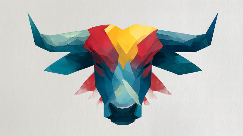 抽象几何风格的牛头图片