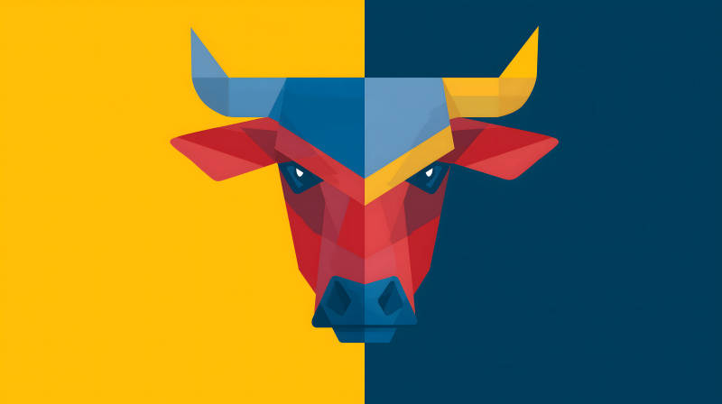 几何风格抽象牛头图片