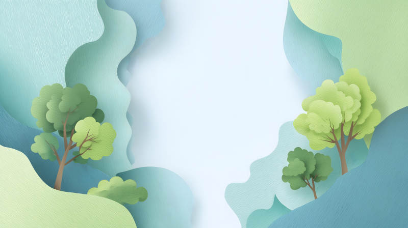 纸艺风格的绿色山峦图片