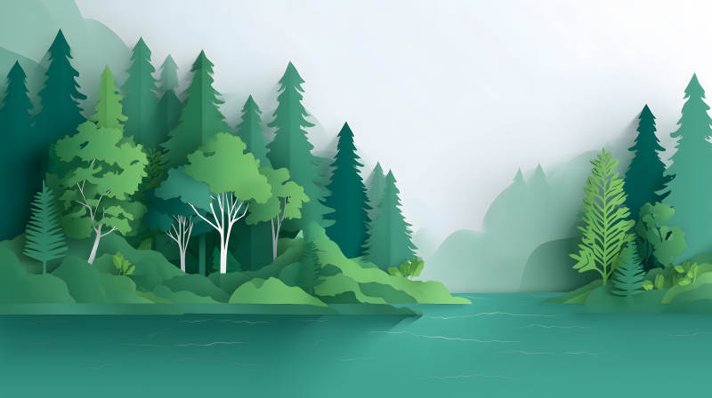 宁静祥和的森林湖泊图片