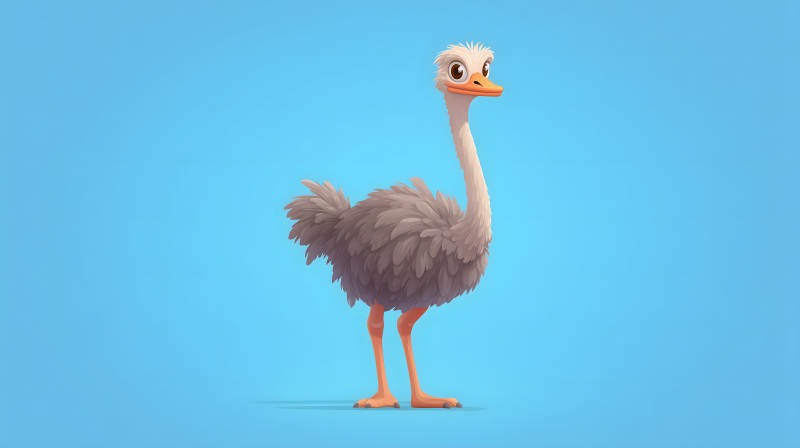 一只可爱的卡通鸵鸟图片