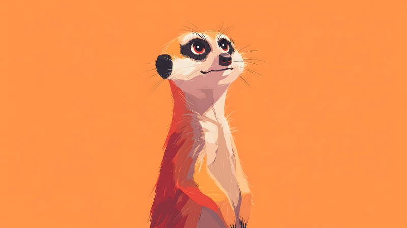 橙色背景下的小狐獴图片