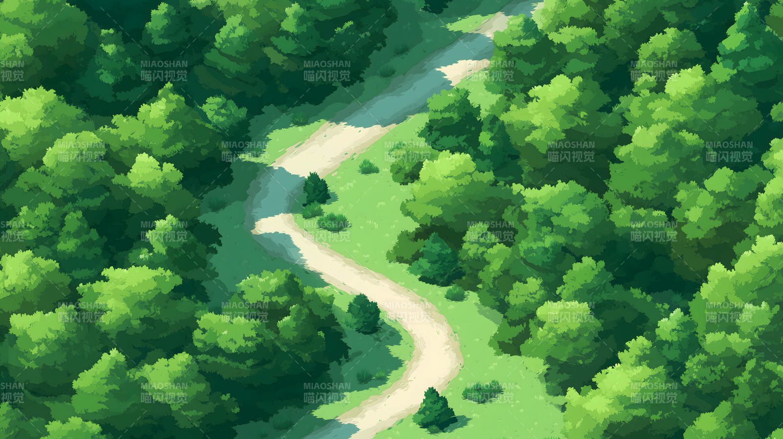 蜿蜒山路穿梭绿林图片