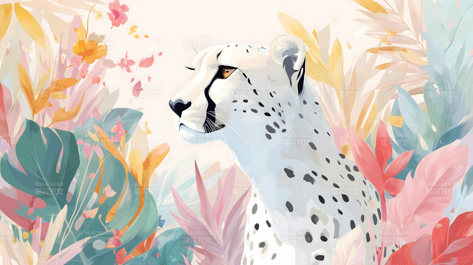 丛林秘境中的白化猎豹图片