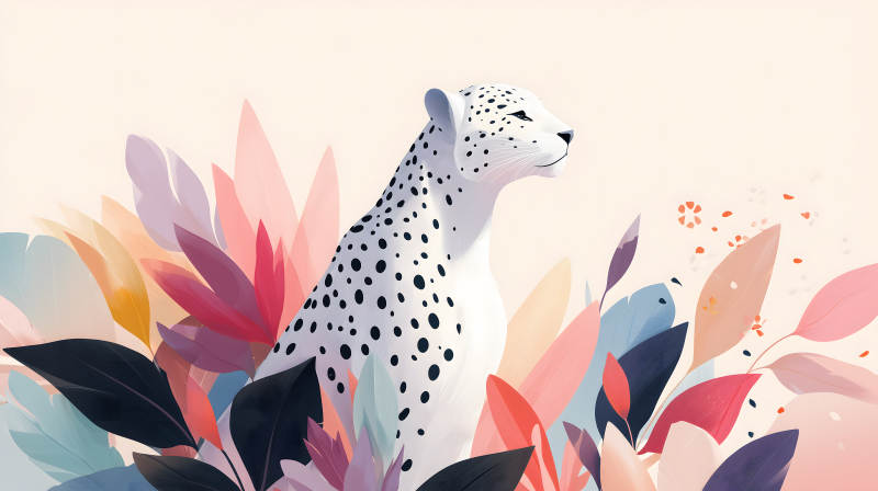 雪豹与梦幻花园图片