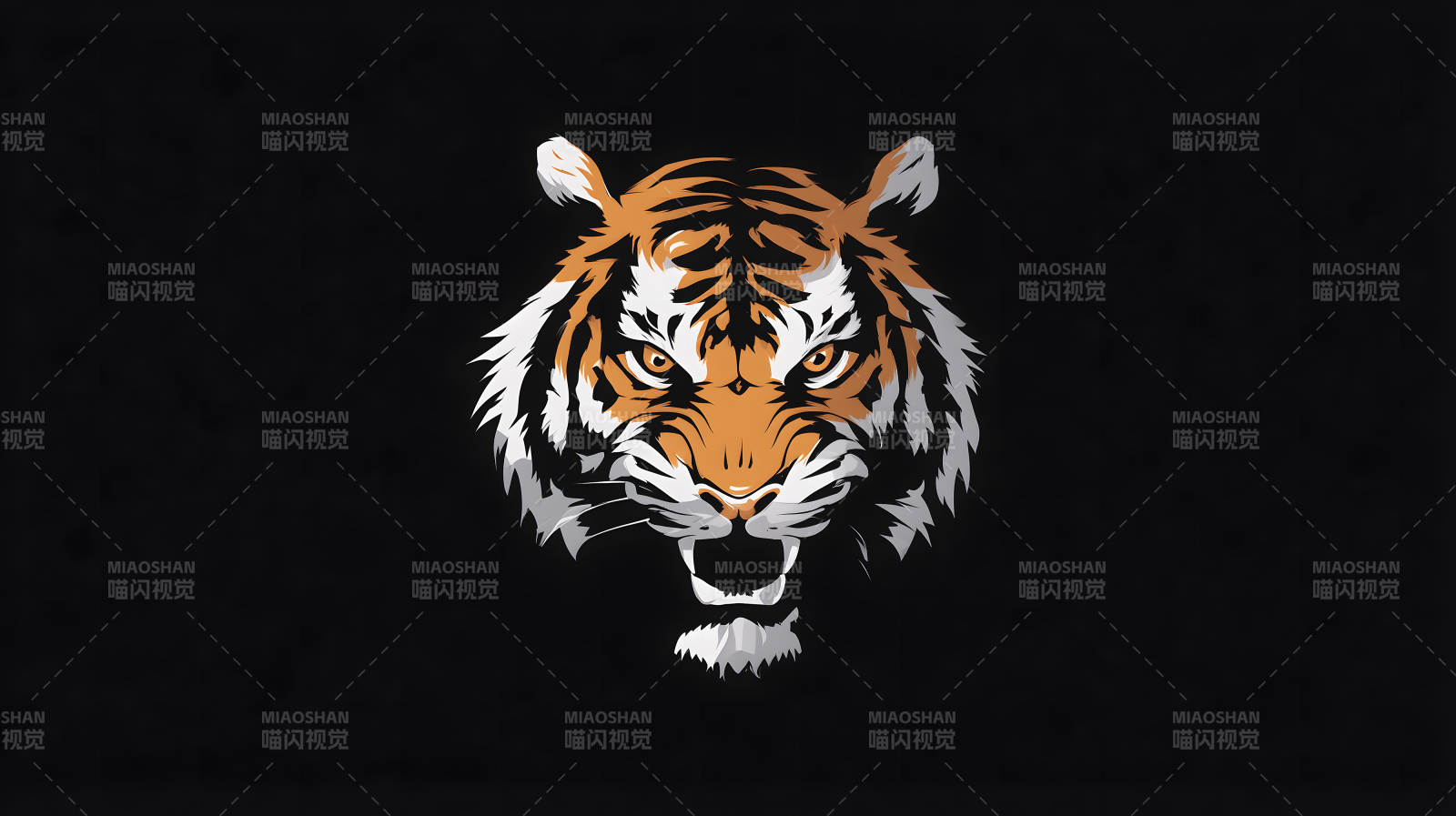 怒吼的猛虎霸气图腾图片