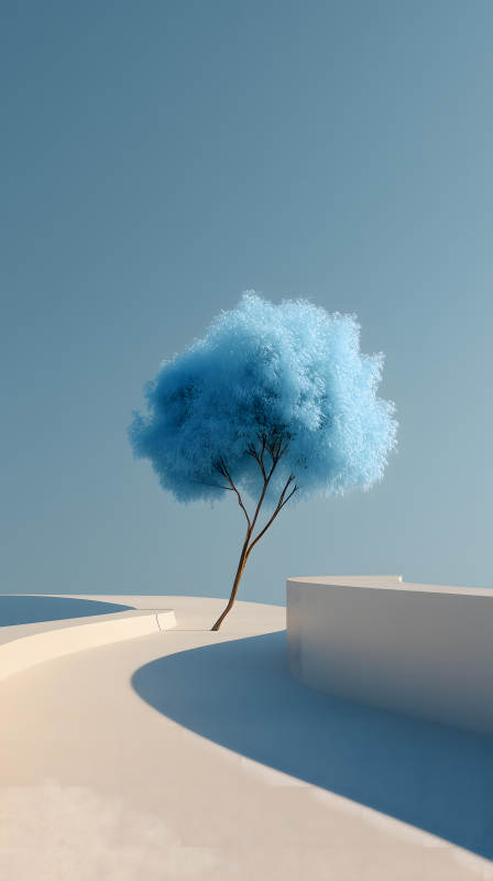 极简主义的蓝色树木图片