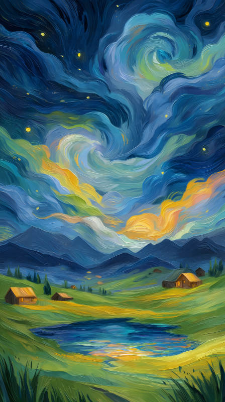 星空下的宁静山村图片