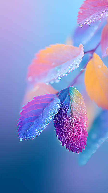 梦幻雨后秋叶图片