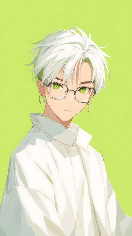 白发少年清新写真图片