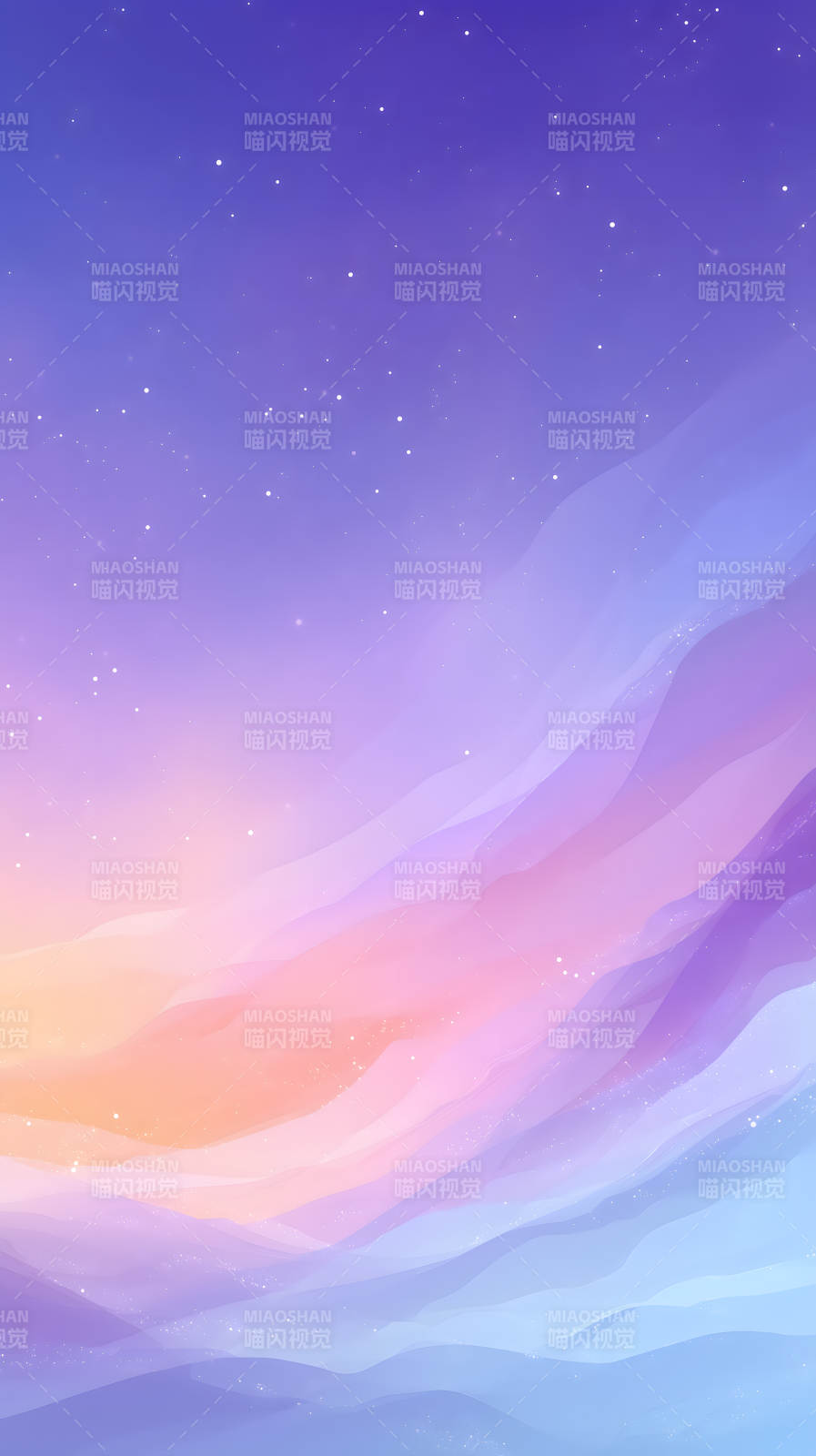 梦幻般的彩色山峦与星空图片