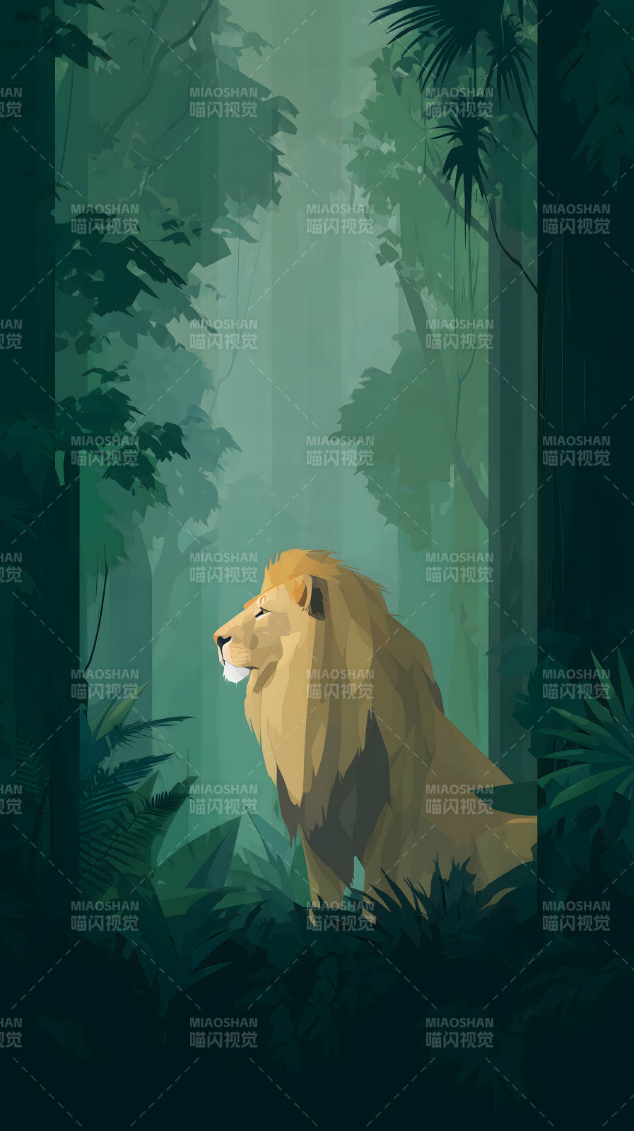 丛林深处雄狮静默图片