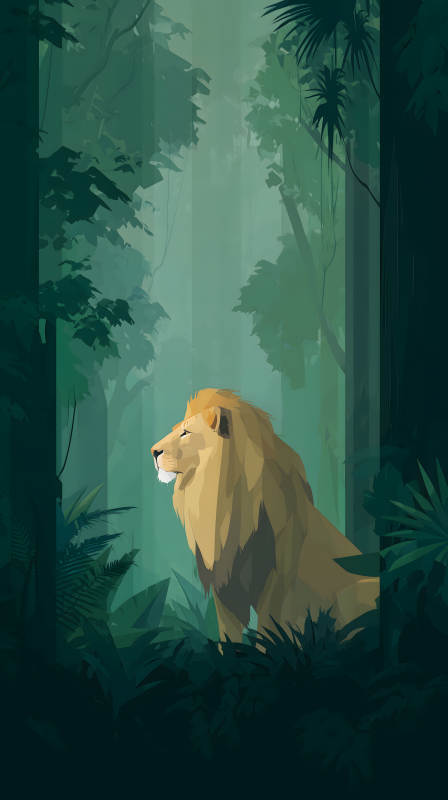 丛林深处雄狮静默图片