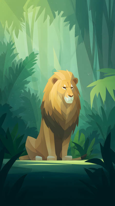 丛林深处雄狮静坐图片