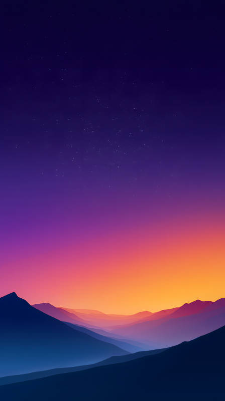 梦幻般的山峦与星空图片