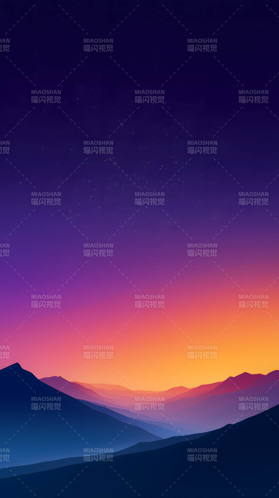 梦幻般的山峦与星空图片