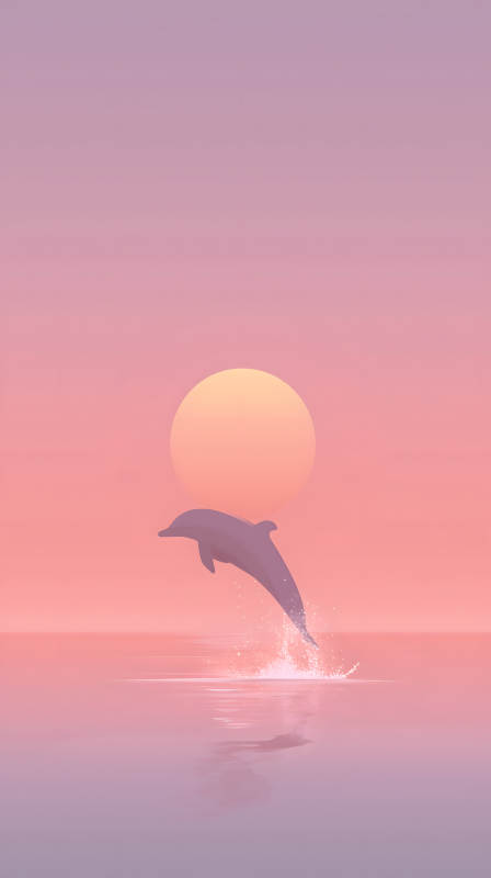 日落时分跃出海面的海豚图片