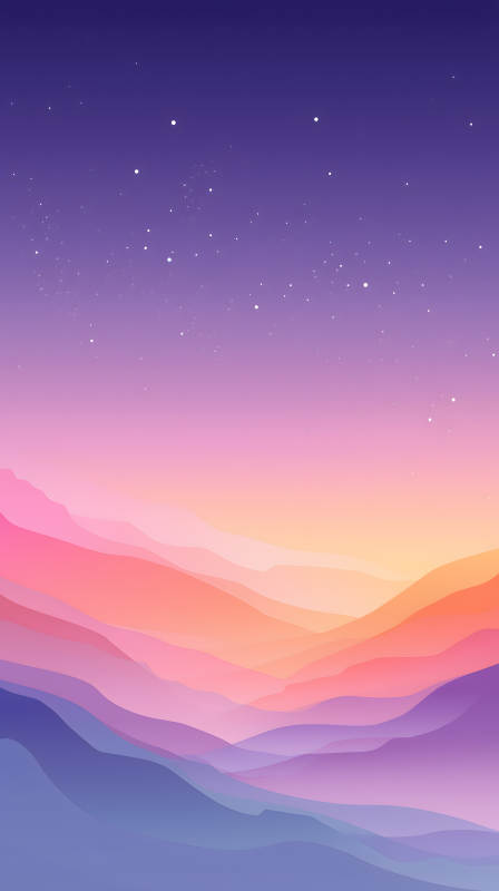 梦幻般多彩山峦与星空图片